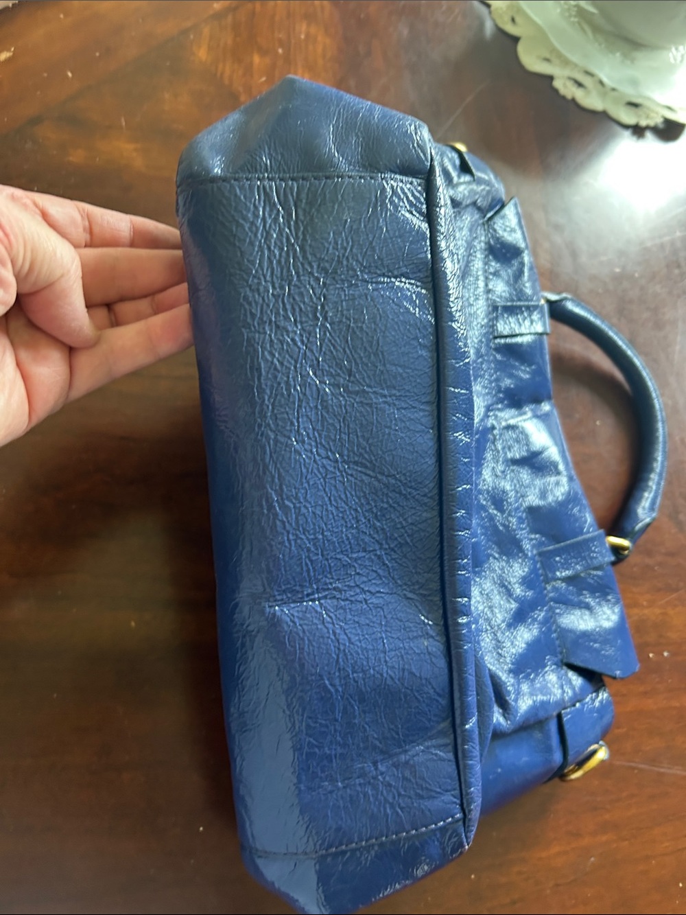 Marc Jacobs Royal Blue Leather Satchel with Gold Hardware - Picture 5 of 9